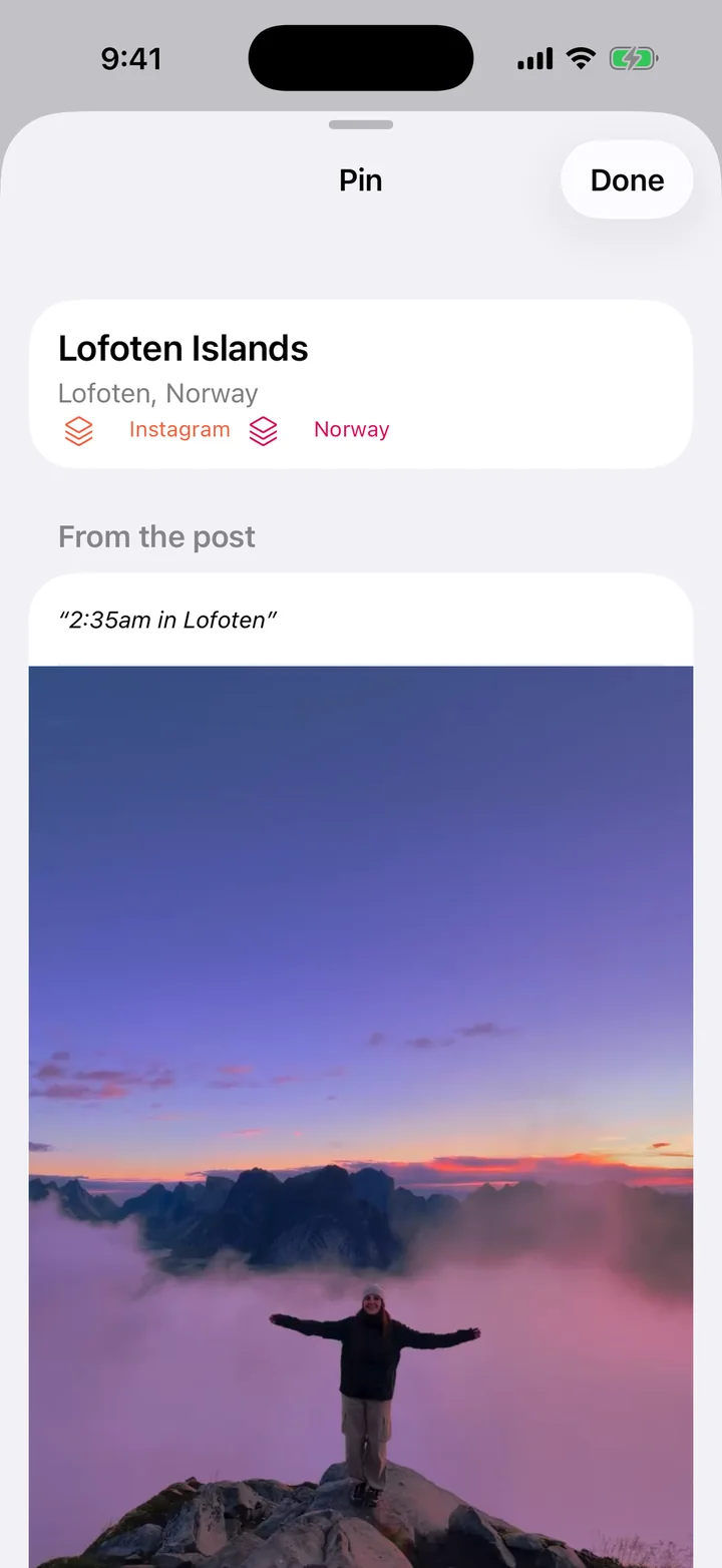 A pin in somewhere showing the caption line it came from, above the original post